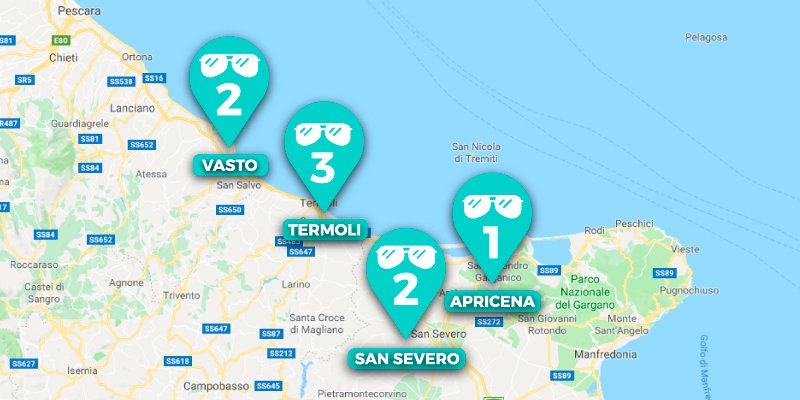mappa delle sedi ottica vincitorio per mobile